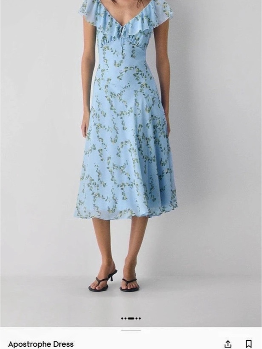 Aritzia Wilfred Apostrophe Dress Floral Midi Blue Size Small